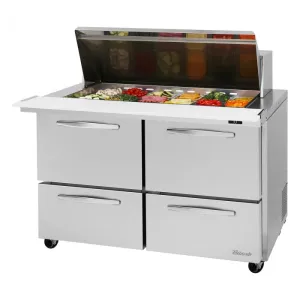 Turbo Air - PST-48-18-D4-N. Commercial PRO series. Food prep table. Mega top unit-drawers