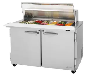 Turbo Air - PST-48-18-N-CL. Commercial PRO Series Mega Top Sandwich/Salad Prep Table-Clear Lid. two-section