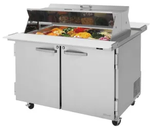 Turbo Air - PST-48-18-N-DS. Commercial PRO Series Mega Top Sandwich/Salad Prep Table-Dual Sided. two-section