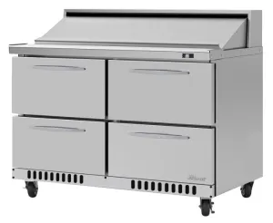 Turbo Air - PST-48-D4-FB-N. Commercial PRO Series Sandwich/Salad Prep Table. Front Breathing airflow. two-section
