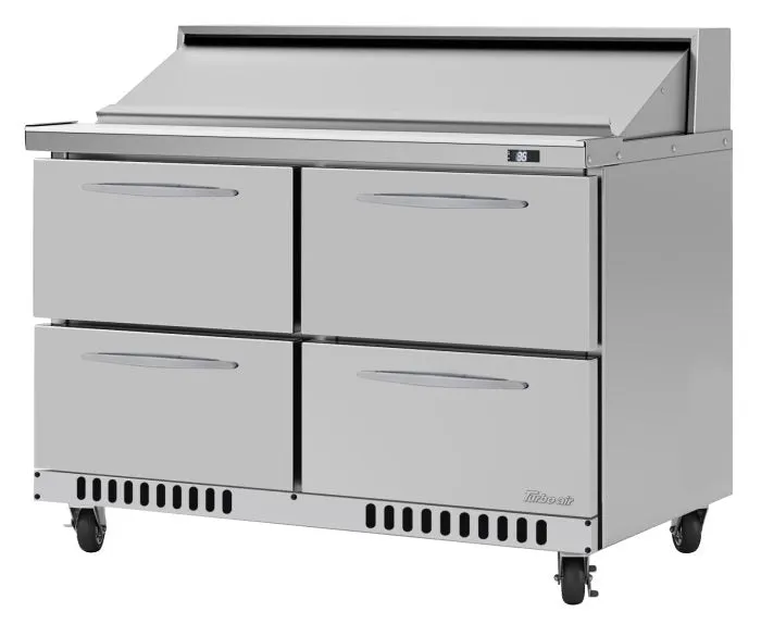 Turbo Air - PST-48-D4-FB-N. Commercial PRO Series Sandwich/Salad Prep Table. Front Breathing airflow. two-section