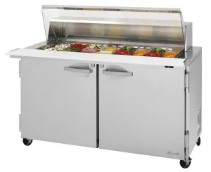 Turbo Air - PST-60-24-N-CL. Commercial PRO Series Mega Top Sandwich/Salad Prep Table-Clear Lid. two-section