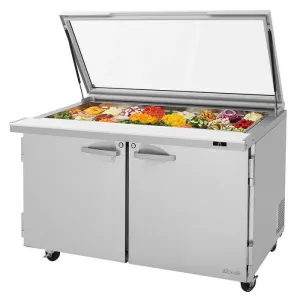 Turbo Air - PST-60-24-N-GL. Commercial PRO Series Mega Top Sandwich/Salad Prep Table-Glass Lid. two-section