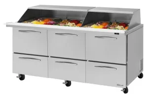 Turbo Air - PST-72-30-D6-N-SL. Commercial PRO series. Food prep table. Mega top unit-drawers