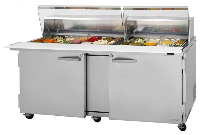 Turbo Air - PST-72-30-N-CL. Commercial PRO Series Mega Top Sandwich/Salad Prep Table-Clear Lid. two-section