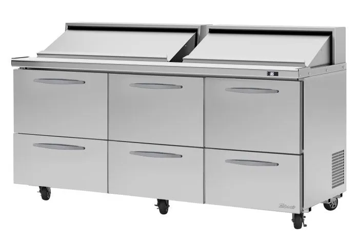 Turbo Air - PST-72-D6-N. Commercial PRO series. Food prep table. Mega top unit-drawers