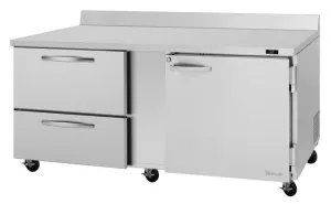 Turbo Air - PWR-72-D2R(L)-N. 1 Solid Door 2 Drawers Worktop Refrigerator