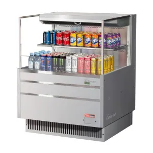 Turbo Air - TOM-36L-UF-S-2S-N. 34-3/4L Low Profile Glass Side Panel. 1 shelf - European Straight / Stainless Steel