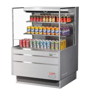 Turbo Air - TOM-36L-UF-S-3S-N. 34-3/4L Low Profile Glass Side Panel. 2 shelves - European Straight / Stainless Steel