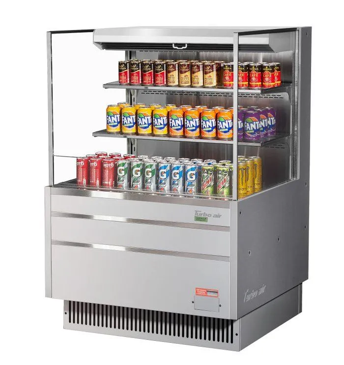 Turbo Air - TOM-36L-UF-S-3S-N. 34-3/4L Low Profile Glass Side Panel. 2 shelves - European Straight / Stainless Steel