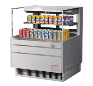 Turbo Air - TOM-36L-UFD-S-2S-N. 34-3/4L Low Profile Glass Side Panel. Rear Sliding Door. 1 shelf - European Straight / Stainless Steel