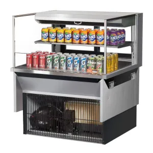 Turbo Air - TOM-36L-UFD-S-2SI-N. 34-3/4L Low Profile Glass Side Panel. Rear Sliding Door. 1 shelf - European Straight / Stainless Steel