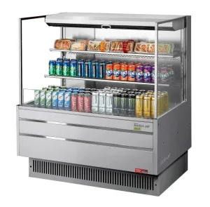 Turbo Air - TOM-48L-UF-S-3S-N. 46-3/4L Low Profile Glass Side Panel. 2 shelves - European Straight / Stainless Steel