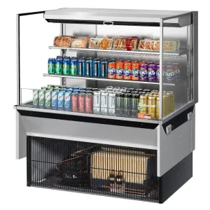Turbo Air - TOM-48L-UF-S-3SI-N. 46-3/4L Low Profile Glass Side Panel. 2 shelves - European Straight / Stainless Steel