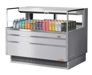 Turbo Air - TOM-48L-UFD-S-1S-N. 46-3/4L Low Profile Glass Side Panel. Rear Sliding Door - European Straight / Stainless Steel