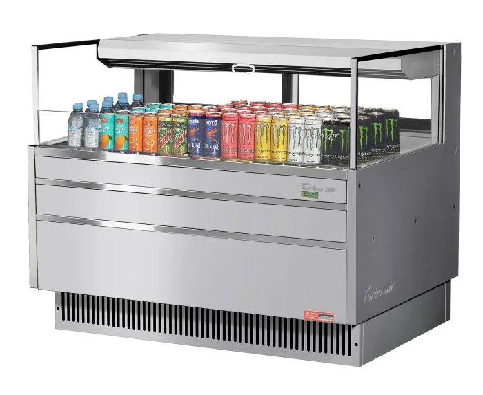 Turbo Air - TOM-48L-UFD-S-1S-N. 46-3/4L Low Profile Glass Side Panel. Rear Sliding Door - European Straight / Stainless Steel