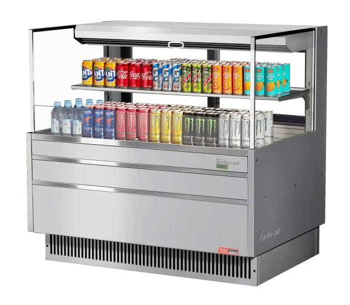 Turbo Air - TOM-48L-UFD-S-2S-N. 46-3/4L Low Profile Glass Side Panel. Rear Sliding Door. 1 shelf - European Straight / Stainless Steel