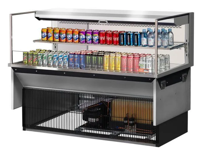 Turbo Air - TOM-60L-UF-S-2SI-N. 58-3/4L Low Profile Glass Side Panel. 1 shelf - European Straight / Stainless Steel