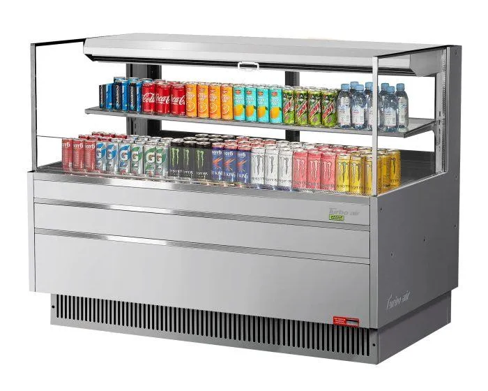 Turbo Air - TOM-60L-UFD-S-2S-N. 58-3/4L Low Profile Glass Side Panel. Rear Sliding Door. 1 shelf - European Straight / Stainless Steel