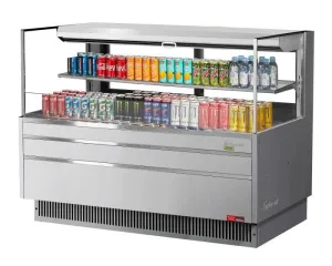 Turbo Air - TOM-60L-UFD-S-2S-N. 58-3/4L Low Profile Glass Side Panel. Rear Sliding Door. 1 shelf - European Straight / Stainless Steel