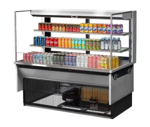 Turbo Air - TOM-60L-UFD-S-3SI-N. 58-3/4L Low Profile Glass Side Panel. Rear Sliding Door. 2 shelves - European Straight / Stainless Steel
