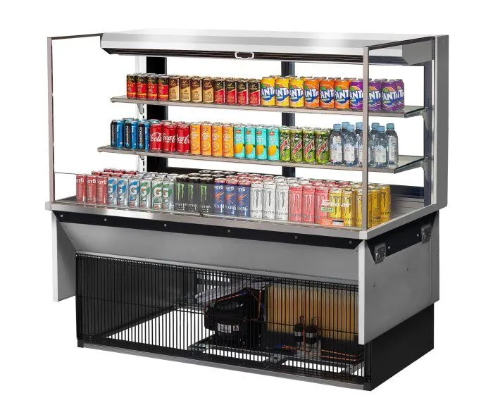 Turbo Air - TOM-60L-UFD-S-3SI-N. 58-3/4L Low Profile Glass Side Panel. Rear Sliding Door. 2 shelves - European Straight / Stainless Steel