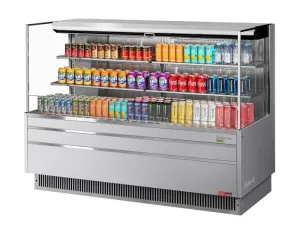 Turbo Air - TOM-72L-UF-S-3S-N. 70-3/4L Low Profile Glass Side Panel. 2 shelves - European Straight / Stainless Steel