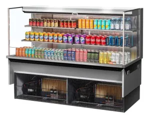 Turbo Air - TOM-72L-UF-S-3SI-N. 70-3/4L Low Profile Glass Side Panel. 2 shelves - European Straight / Stainless Steel