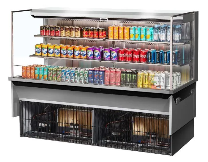 Turbo Air - TOM-72L-UF-S-3SI-N. 70-3/4L Low Profile Glass Side Panel. 2 shelves - European Straight / Stainless Steel