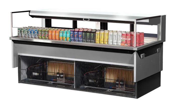 Turbo Air - TOM-72L-UFD-S-1SI-N. 70-3/4L Low Profile Glass Side Panel. Rear Sliding Door - European Straight / Stainless Steel