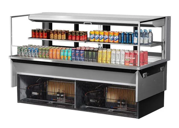 Turbo Air - TOM-72L-UFD-S-2SI-N. 70-3/4L Low Profile Glass Side Panel. Rear Sliding Door. 1 shelf - European Straight / Stainless Steel