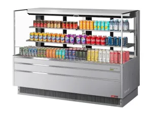 Turbo Air - TOM-72L-UFD-S-3S-N. 70-3/4L Low Profile Glass Side Panel. Rear Sliding Door. 2 shelves - European Straight / Stainless Steel