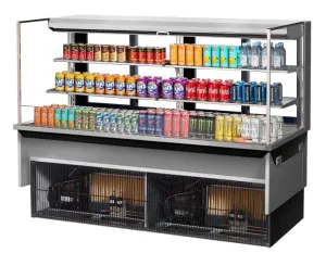 Turbo Air - TOM-72L-UFD-S-3SI-N. 70-3/4L Low Profile Glass Side Panel. Rear Sliding Door. 2 shelves - European Straight / Stainless Steel