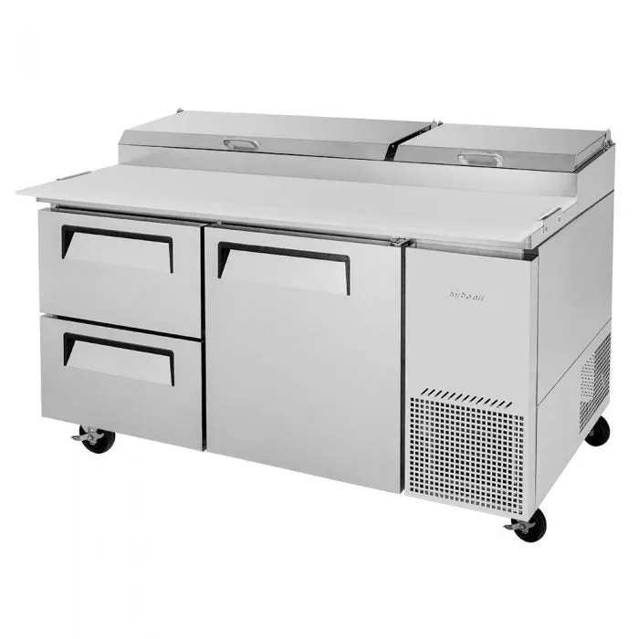 Turbo Air - TPR-67SD-D2-N. Commercial Super Deluxe pizza prep table. Two-section