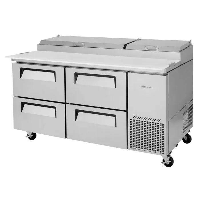 Turbo Air - TPR-67SD-D4-N. Commercial Super Deluxe pizza prep table. Two-section