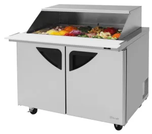 Turbo Air - TST-48SD-18-N-SL. Commercial Super Deluxe mega top unit  slide back lid. Two-section