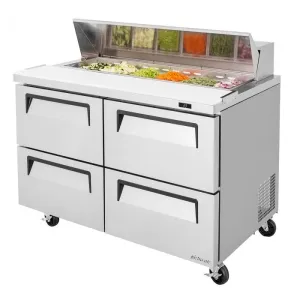 Turbo Air - TST-48SD-D4-N. Commercial Super Deluxe Sandwich Salad Unit Mega Top Two-section 12 cu. ft