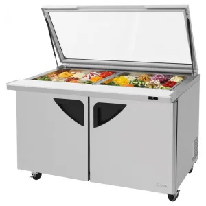 Turbo Air - TST-60SD-24-N-GL. Commercial Super Deluxe Sandwich/Salad Mega Top Unit with Glass Lid. two-section