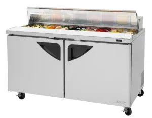 Turbo Air - TST-60SD-N-CL. Commercial Super Deluxe Sandwich/Salad Prep Table Unit with Clear Lid. two-section