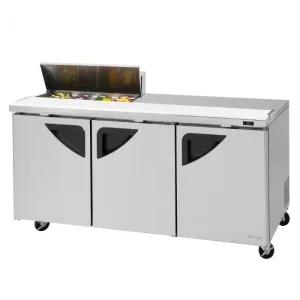 Turbo Air - TST-72SD-08S-N. Commercial Super Deluxe Sandwich/Salad Prep Table Unit. (8) 1/6 size (4 D) condiment pans