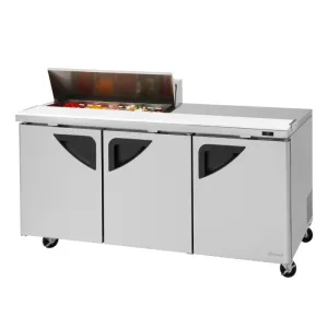 Turbo Air - TST-72SD-10S-N. Commercial Super Deluxe Sandwich/Salad Prep Table Unit. (10) 1/6 size (4 D) condiment pans