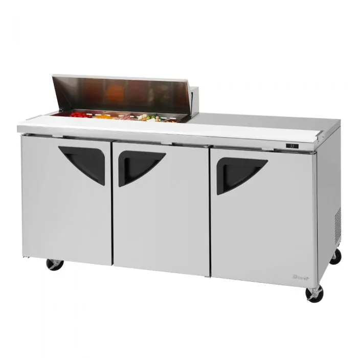 Turbo Air - TST-72SD-10S-N. Commercial Super Deluxe Sandwich/Salad Prep Table Unit. (10) 1/6 size (4 D) condiment pans