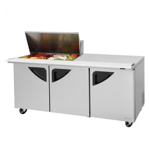 Turbo Air - TST-72SD-15M-N. Commercial Super Deluxe Mega Top Sandwich/Salad Prep Table Unit. (15) 1/6 size (4 D) condiment pans