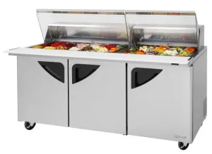 Turbo Air - TST-72SD-30-N-CL. Commercial Super Deluxe Sandwich/Salad Prep Table Mega Top 3 section
