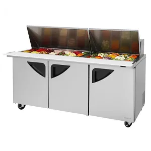 Turbo Air - TST-72SD-30-N. Commercial Prep Table Super Deluxe mega top unit. three-section