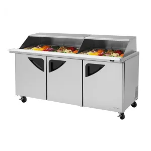 Turbo Air - TST-72SD-30-N-SL. Commercial Prep Table Super Deluxe mega top unit  slide back lid. Two-section. 23 cu. ft