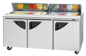 Turbo Air - TST-72SD-N. Commercial Prep Table Super Deluxe sandwich/salad unit. Three-section