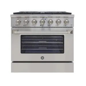 Vinotemp - BR-36SSGG. Brama by Vinotemp 36 Gas Range and Oven. 5.2 cu. ft. Capacity. in Stainless Steel